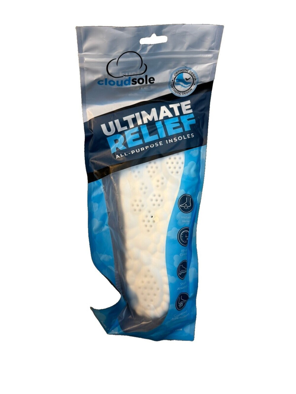 (A2) Cloudsole Ultimate Relief Insoles Gray Size 39-40 All Purpose Orthotic